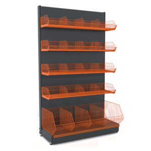 Display Rack with Wire Mesh Shelves